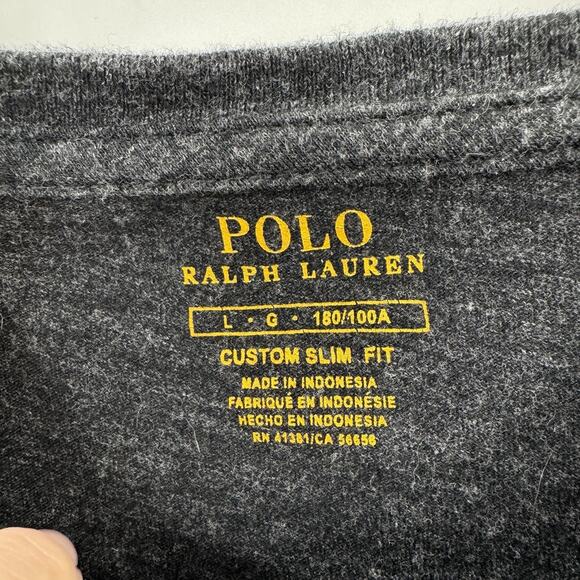 Polo Ralph Lauren Mens Custom Slim Fit T-Shirt Sz L Dark Heather Gray Long Slv - Picture 5 of 10